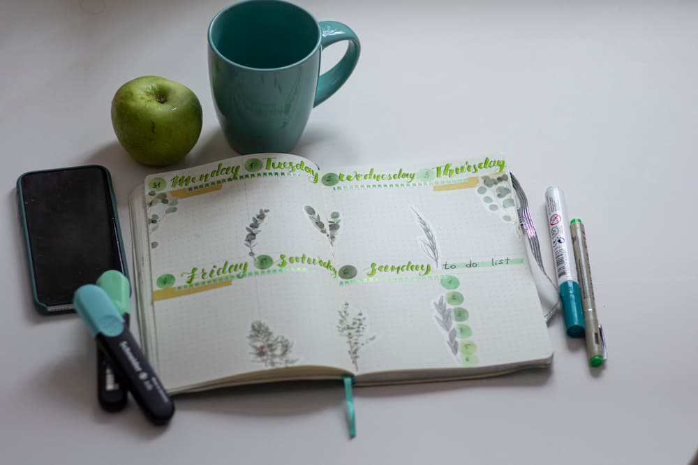 A diary serving as a planner for a to do list